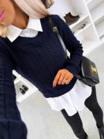 Tumesinine Alusriidega Pehme Sviiter