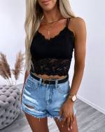 Punane Venivast Pitsist Crop Top
