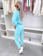 Turkus Dwuczęściowy Komplet Sukienkowy