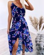 Rožinis Trijų Ketvirčių Ilgio Suknelė Su Gėlių Raštu