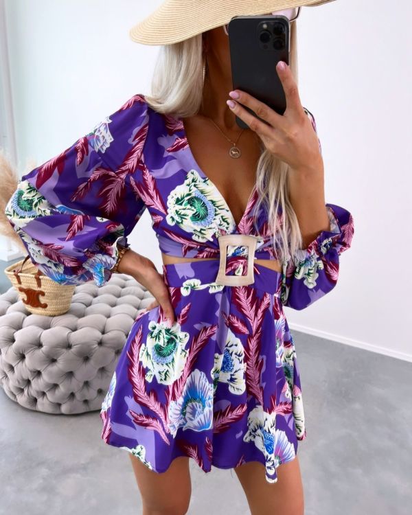 Purple Floral Jumpsuit