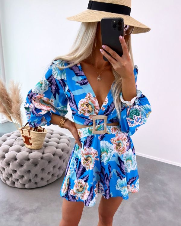 Blue Floral Jumpsuit