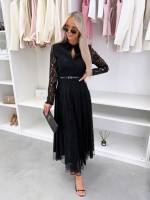 Valge Vööga Pitsist Kleit