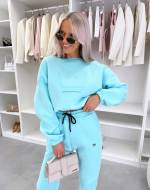 Turkus Dwuczęściowy Komplet Sukienkowy