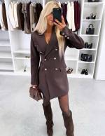 Tumši Sarkans Žakete-kleita Ar Jostu