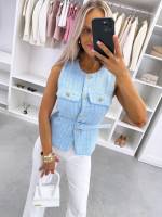 Sinine Kuldsete Nööpidega Vest