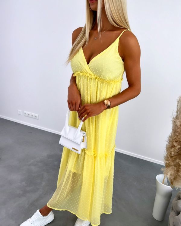 Yellow Longer Chiffon Dress