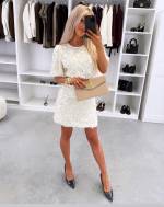 Светло-бежевый Платье с пайетками и драпировкой