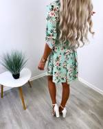 Balta Gėlėta Suknelė Su Diržu