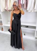 Zila Satīna Maksi Kleita