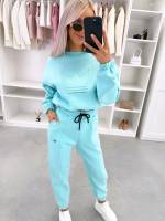 Turkus Dwuczęściowy Komplet Sukienkowy