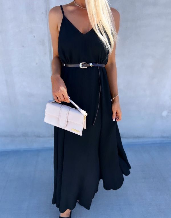 Black Longer Dress With Belt