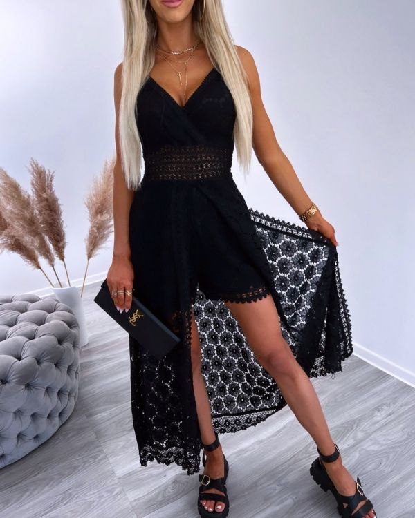 Black Longer Lace Dress